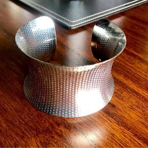 Large Textured Silver Cuff Bracelet, EUC